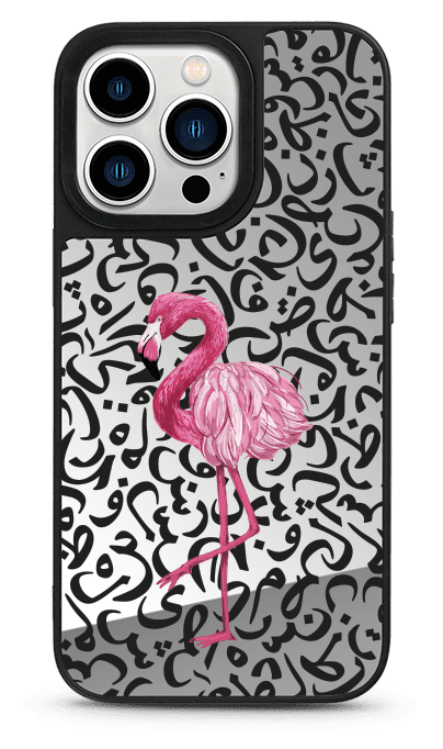 Pink Flamingo Calligraphy Mirror Phone Case